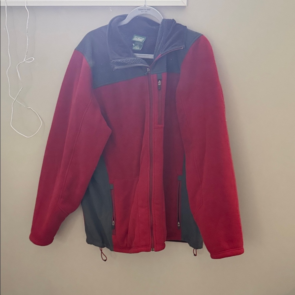 Men's Red and Gray Fleece Jacket L.L. Bean